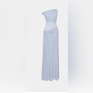 MISHA SISAL MESH MAXI DRESS - DOVE Chic One-Shoulder Light Blue Dress